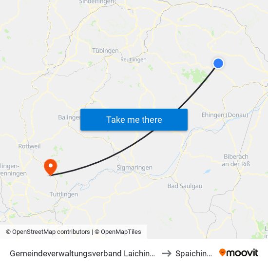 Gemeindeverwaltungsverband Laichinger Alb to Spaichingen map