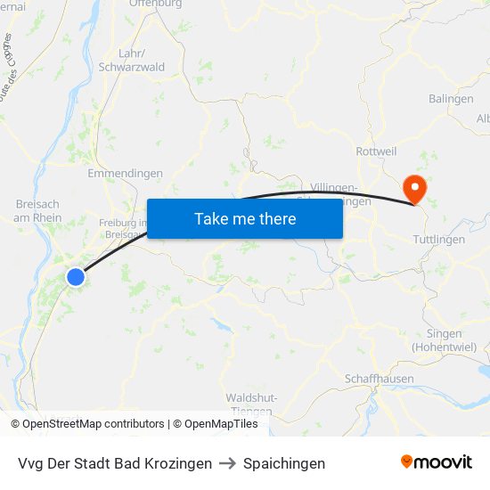 Vvg Der Stadt Bad Krozingen to Spaichingen map