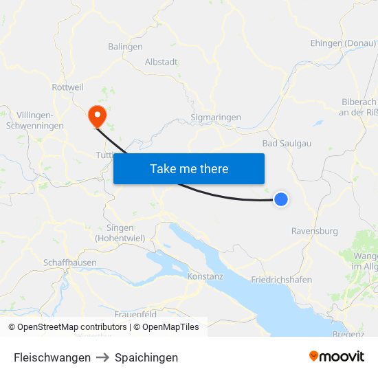 Fleischwangen to Spaichingen map