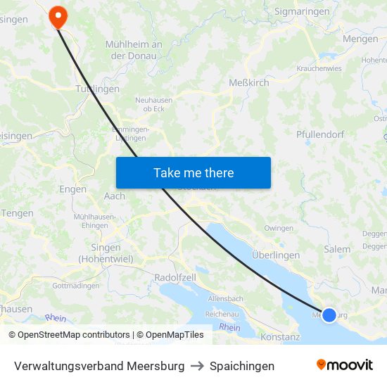 Verwaltungsverband Meersburg to Spaichingen map