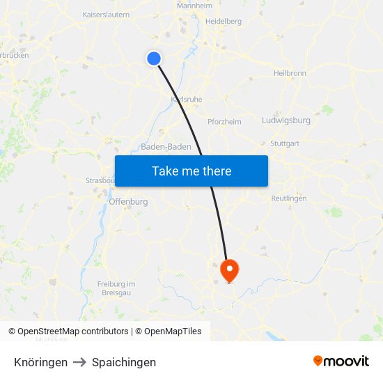 Knöringen to Spaichingen map