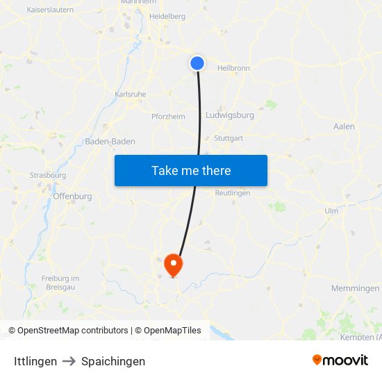 Ittlingen to Spaichingen map