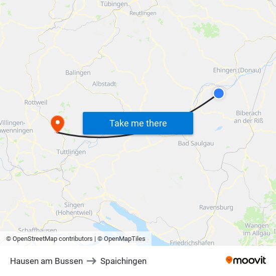 Hausen am Bussen to Spaichingen map