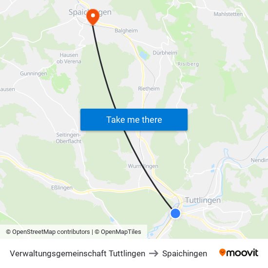 Verwaltungsgemeinschaft Tuttlingen to Spaichingen map