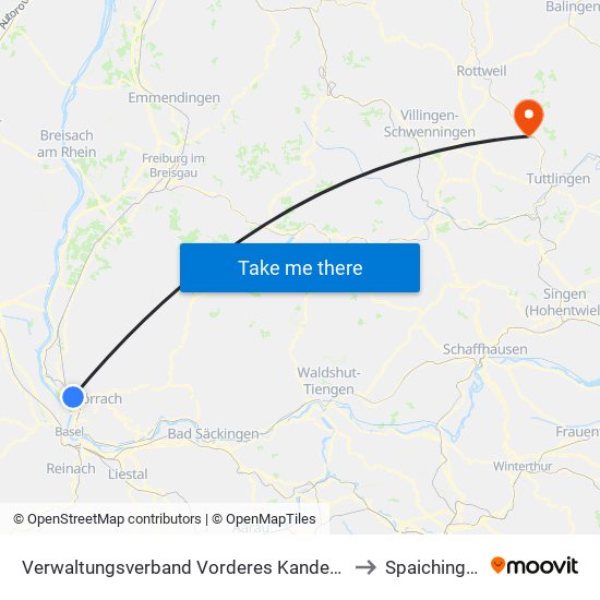 Verwaltungsverband Vorderes Kandertal to Spaichingen map