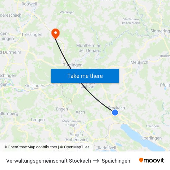 Verwaltungsgemeinschaft Stockach to Spaichingen map