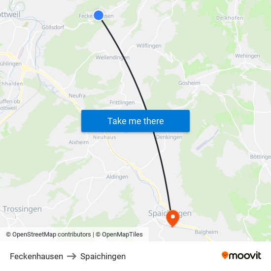 Feckenhausen to Spaichingen map