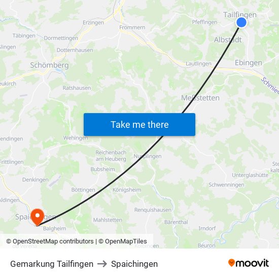 Gemarkung Tailfingen to Spaichingen map