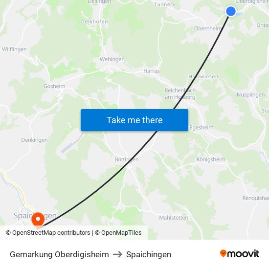 Gemarkung Oberdigisheim to Spaichingen map