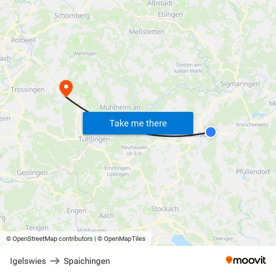 Igelswies to Spaichingen map
