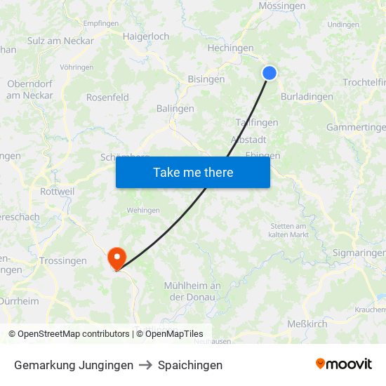 Gemarkung Jungingen to Spaichingen map