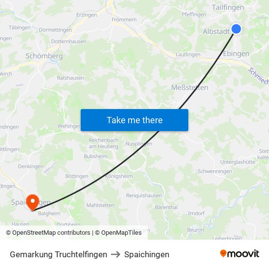 Gemarkung Truchtelfingen to Spaichingen map
