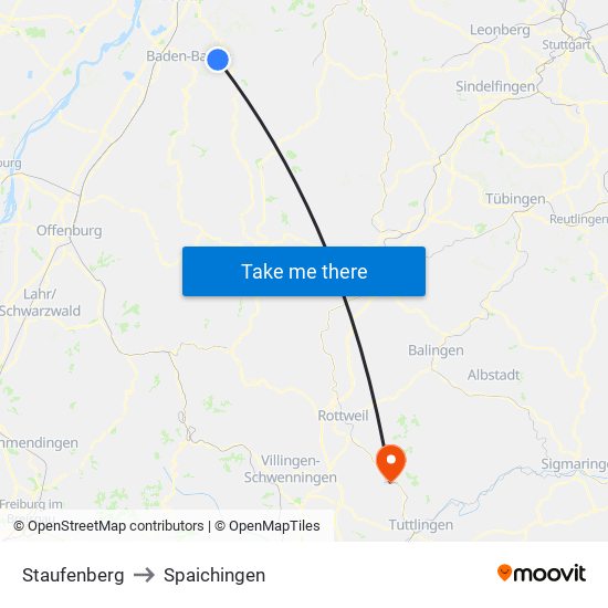 Staufenberg to Spaichingen map
