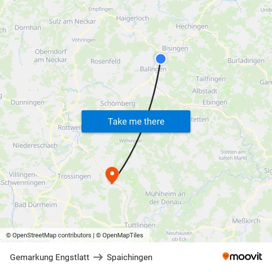 Gemarkung Engstlatt to Spaichingen map