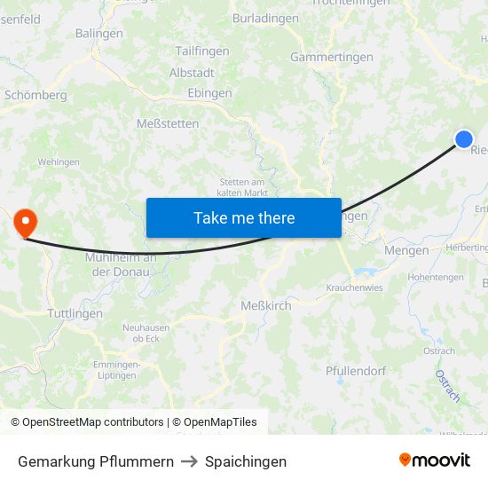 Gemarkung Pflummern to Spaichingen map