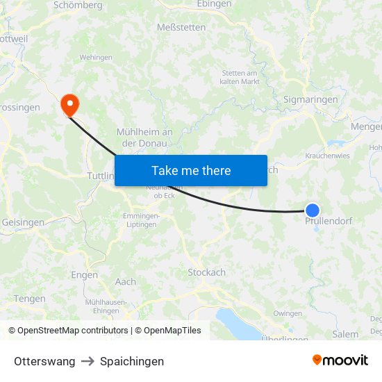 Otterswang to Spaichingen map