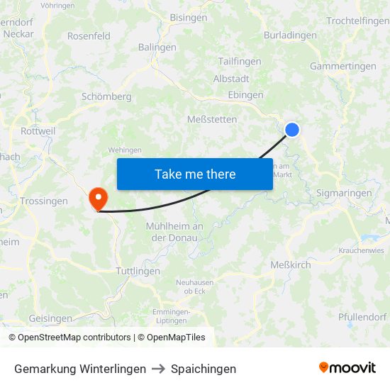 Gemarkung Winterlingen to Spaichingen map