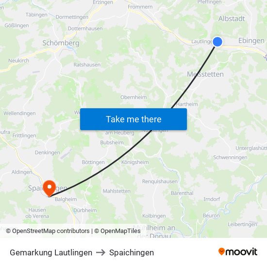 Gemarkung Lautlingen to Spaichingen map