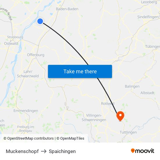 Muckenschopf to Spaichingen map