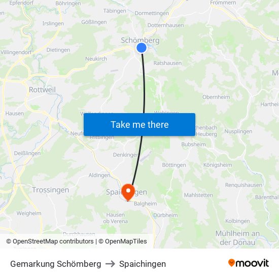 Gemarkung Schömberg to Spaichingen map