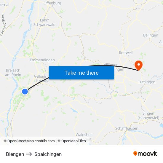 Biengen to Spaichingen map