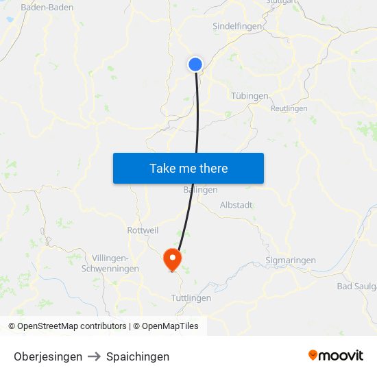 Oberjesingen to Spaichingen map