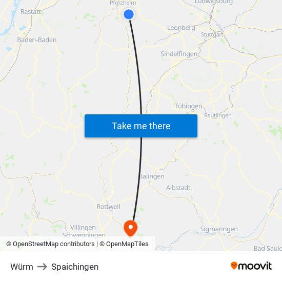 Würm to Spaichingen map