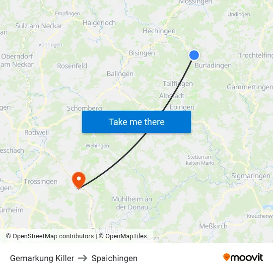 Gemarkung Killer to Spaichingen map