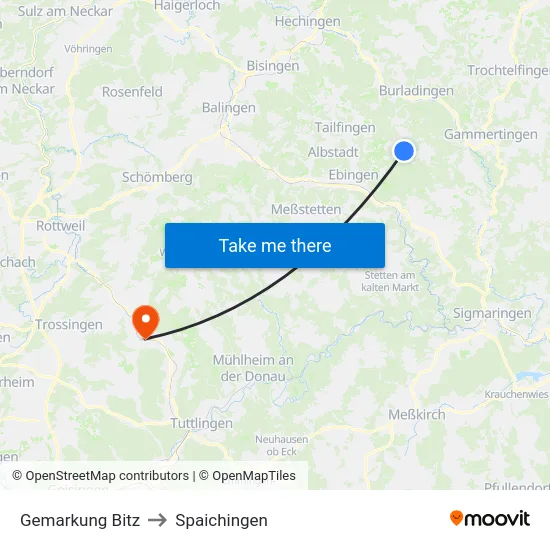 Gemarkung Bitz to Spaichingen map
