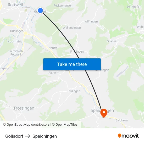 Göllsdorf to Spaichingen map