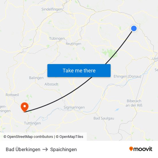 Bad Überkingen to Spaichingen map