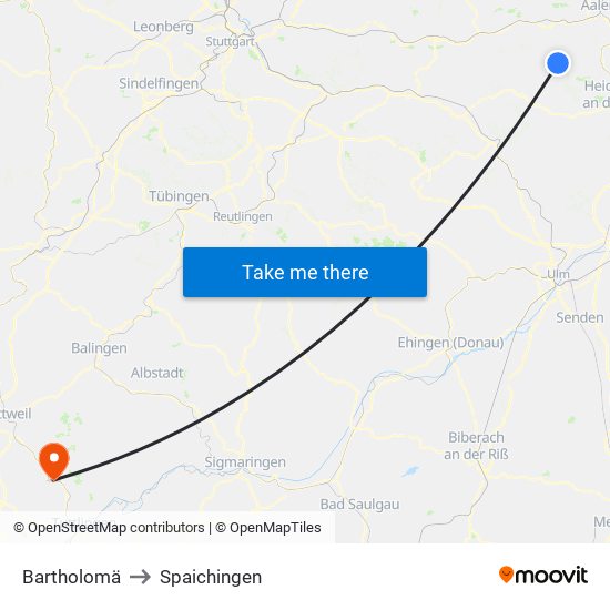 Bartholomä to Spaichingen map