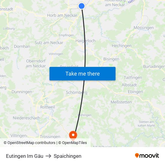 Eutingen Im Gäu to Spaichingen map