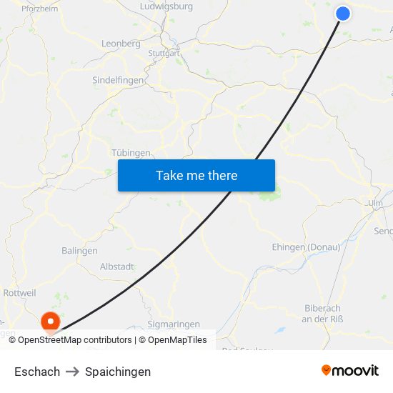 Eschach to Spaichingen map