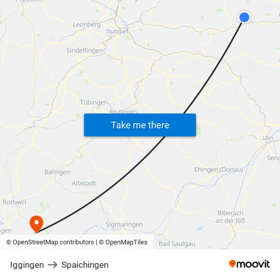 Iggingen to Spaichingen map