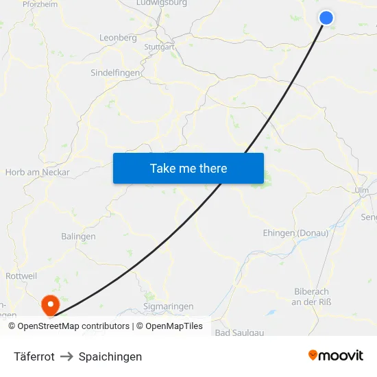 Täferrot to Spaichingen map