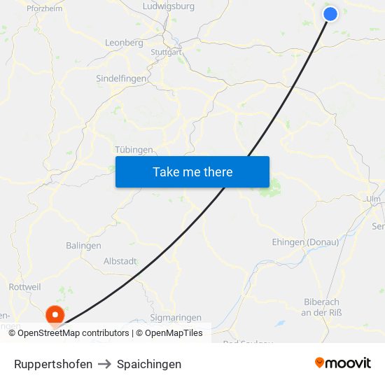 Ruppertshofen to Spaichingen map