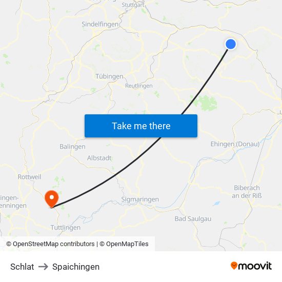 Schlat to Spaichingen map