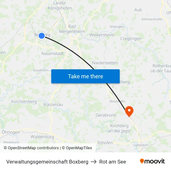 Verwaltungsgemeinschaft Boxberg to Rot am See map