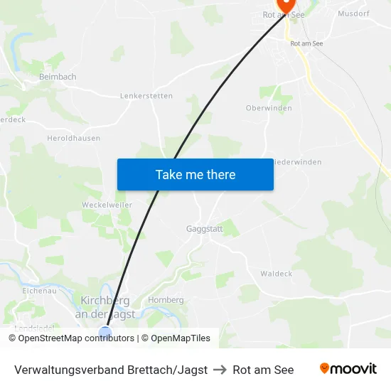 Verwaltungsverband Brettach/Jagst to Rot am See map