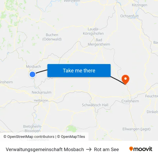 Verwaltungsgemeinschaft Mosbach to Rot am See map