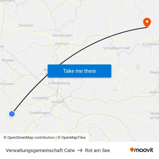 Verwaltungsgemeinschaft Calw to Rot am See map
