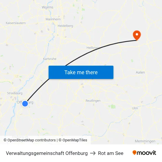 Verwaltungsgemeinschaft Offenburg to Rot am See map