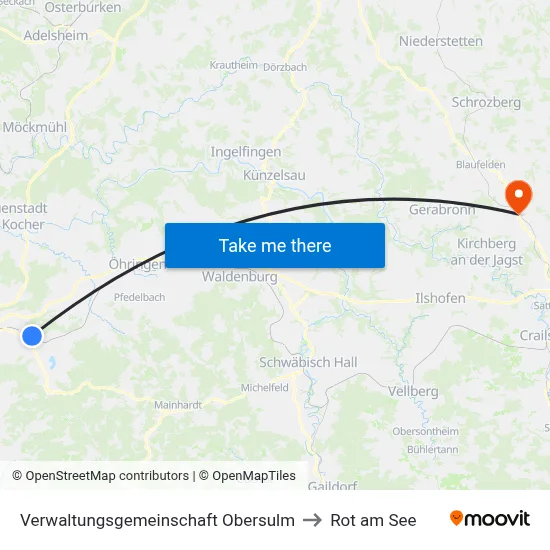 Verwaltungsgemeinschaft Obersulm to Rot am See map