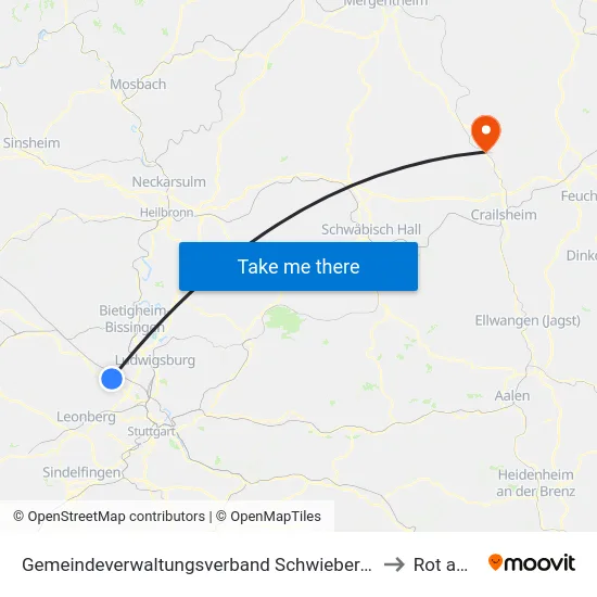 Gemeindeverwaltungsverband Schwieberdingen-Hemmingen to Rot am See map