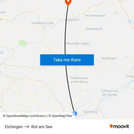 Elchingen to Rot am See map