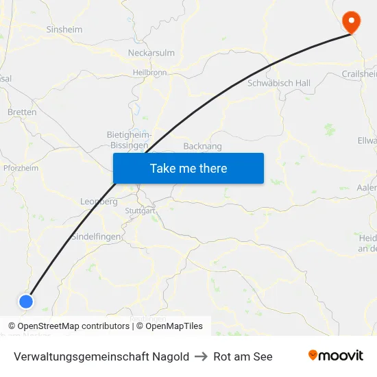Verwaltungsgemeinschaft Nagold to Rot am See map