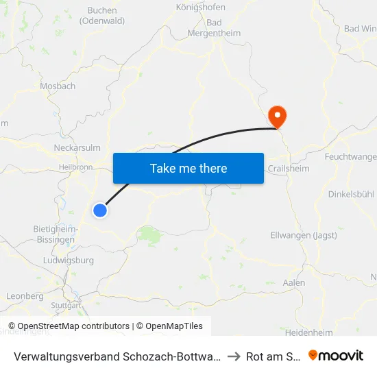Verwaltungsverband Schozach-Bottwartal to Rot am See map