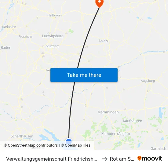 Verwaltungsgemeinschaft Friedrichshafen to Rot am See map
