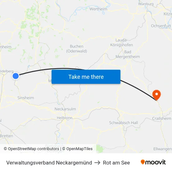 Verwaltungsverband Neckargemünd to Rot am See map